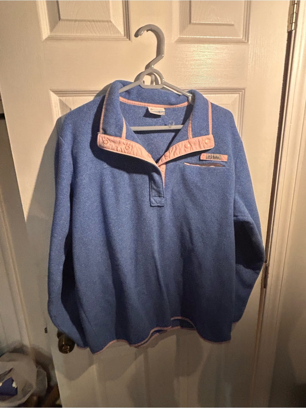 Columbia Blue Fleece Pullover with Pink Trim